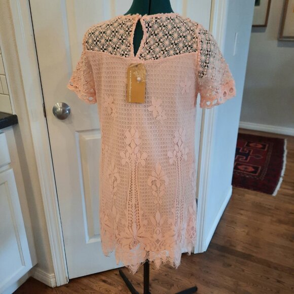 NEW Andree by Unit Peachy Pink Lace Dress, Size S - Picture 3 of 7